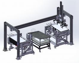 吊具吸盤搬運線-金屬板材真空吸盤搬運處理設備3D模型圖